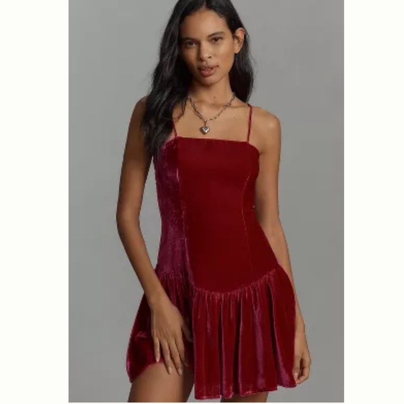 Maeve Dresses & Skirts - Maeve Anthropologie Drop-Waist Velvet Mini Dress